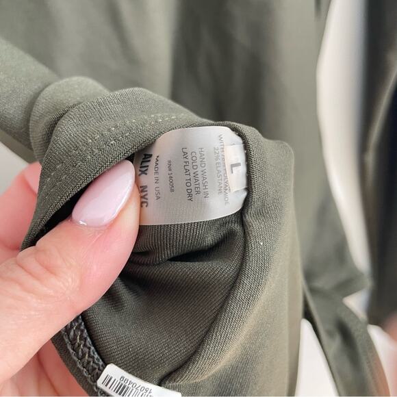 ALIX NYC | Women’s Hewlett Bodysuit Pine Green Turtleneck Open Plunge Deep V Top - Picture 8 of 10